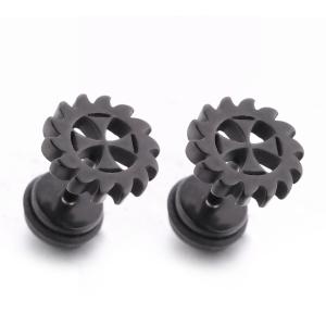 Quality Black plate clover shape cool stud earrings piercing jewelry manufacturer wholesale