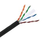 UTP Outdoor Cat6 Cable 23AWG Solid Copper 4 Pair PE Jacket Black 305Mtr