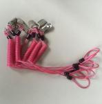 Transparent black PU coated wire coiled lanyard anti-lost tether plastic snap