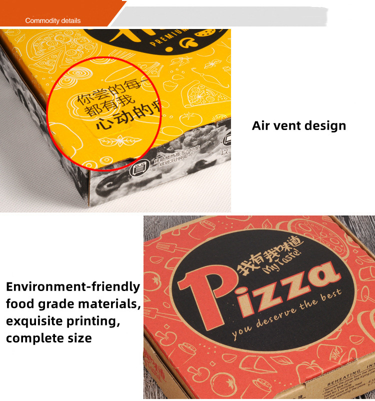 Gold Foil Printing Takeaway Pizza Box Packaging 16 Inch Foldable Square