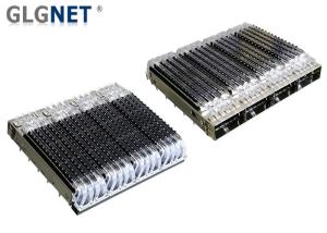 Quality 1x4 Multiple Ports QSFP28 Connector Cage With Heat Sink Light Pipe EMI Tabs wholesale