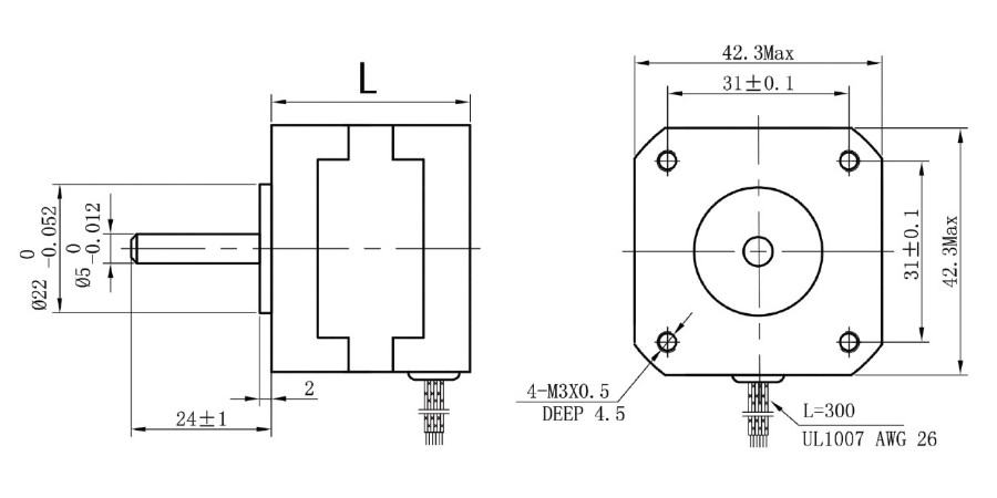 Nema 17 42mm Low Noise Hybrid Stepper Motor 0.9 Step Angle 4 Leads 11.2V 2.4A