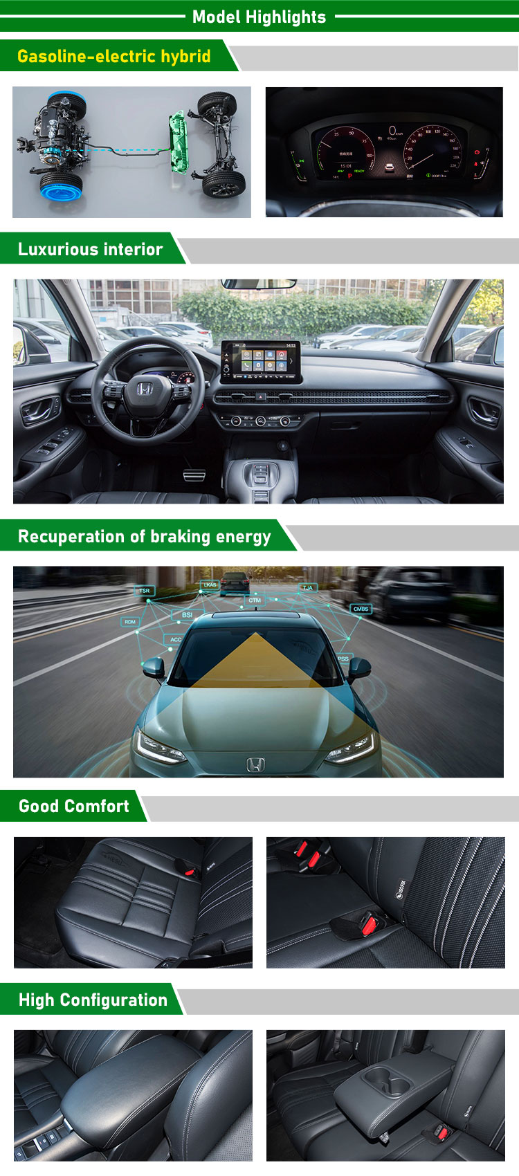 Energy vehicles 2024 2023 Honda ZR-V Gasoline Car SUV zr-v hr-v honda For Adult Maximum Power Ps 100-150Ps Rear Camera Camera