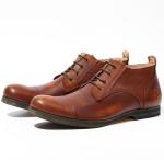 Burnished Finishing Mens Leather Dress Shoes Lace - Up Handmade Italian Leather
