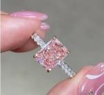 2.26ct Laboratory Grown Pink Diamond Engagement Ring 18K White Gold Bridal Ring