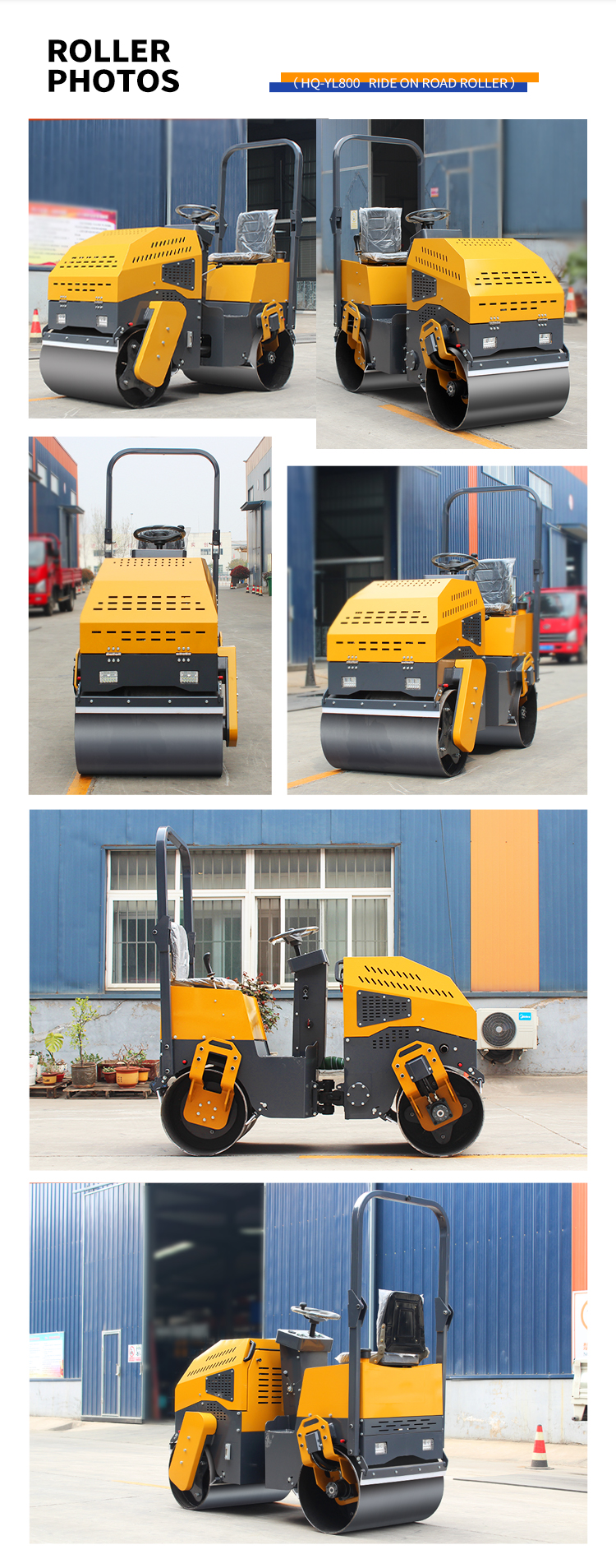 2100*940*1500mm Durable 1 Ton Mini Asphalt Road Roller Compactor for Food Beverage Shops