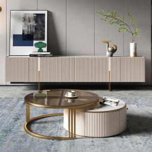 Quality Glass Top Minimalist Combined Coffee Table Circular Marble Side Table OEM wholesale