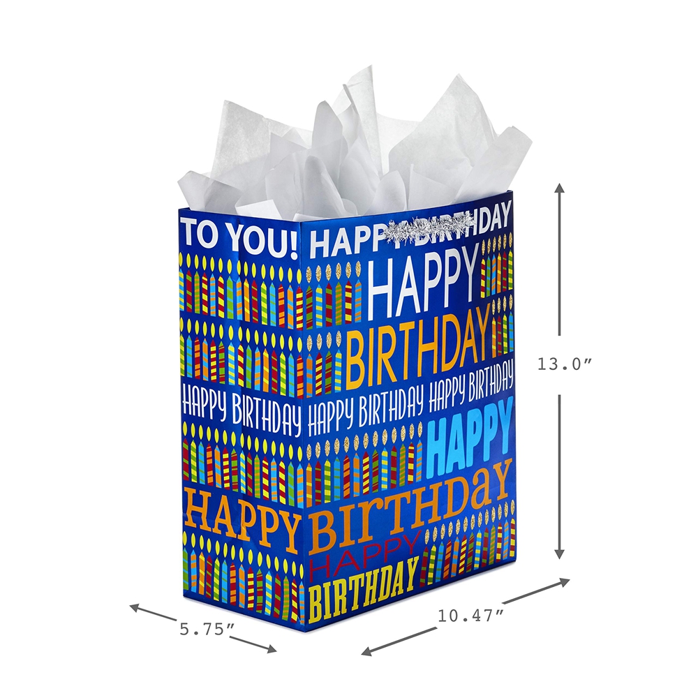 Fully Recyclable High End Custom Printed Happy Birthday Gift Packaging Paper Bag