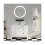 YALIG Customized Counter Wash Basin Wooden White Cabinet Bathroom Vanity