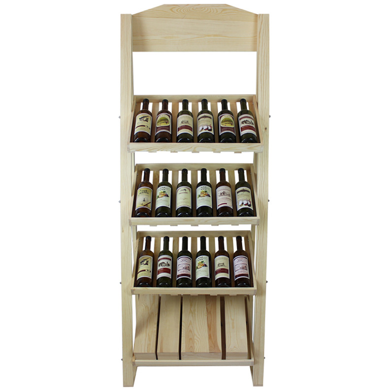 Pine Wood Wine Storage Display Stand Display Shelf Wine Display Rack Natural Wood 24 Bottle Capacity