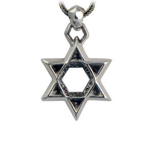 Quality Sterling Silver Wheat Chain Men's Necklace with Silver Star of David Pendant(N6030804) wholesale