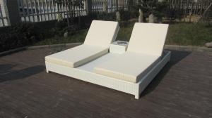 Quality Powder Coated Aluminum Frame And White PE Flat Rattan Sun Lounger wholesale