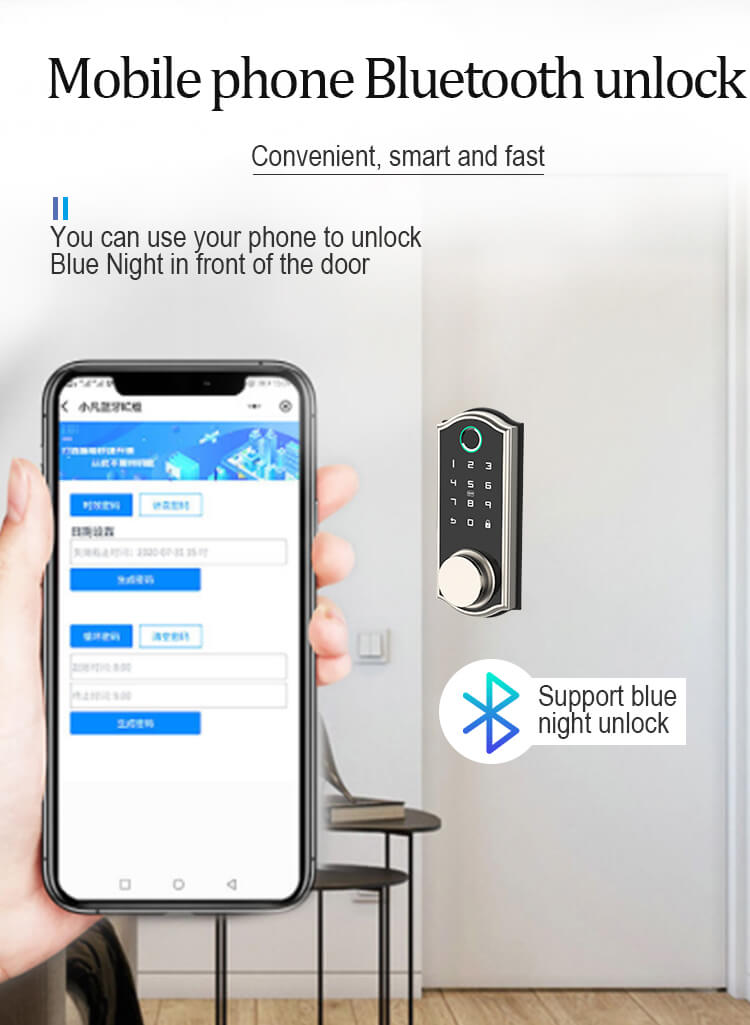 HFSecurity BP03 Biometric Keyless Smart Phone Open way Bluetooth Fingerprint Door Look