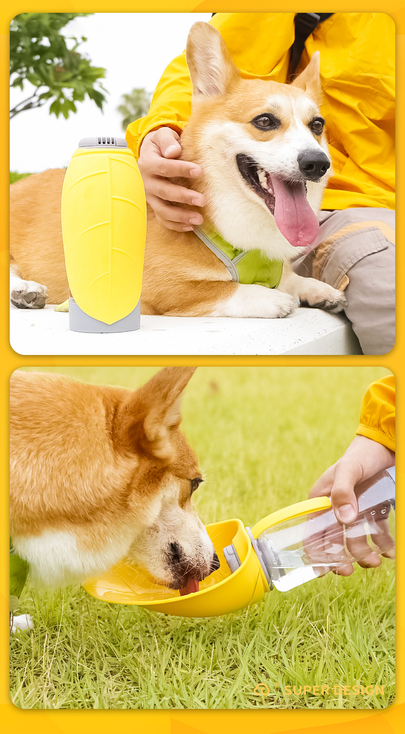 Yellow 220V-240V Dog Drink Bottle PP Light Water Bottle For Travel