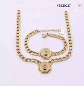 Quality 3 Piece Stainless Steel Jewelry Set Hexagon Cornucopia Gold Plated Bracelets wholesale