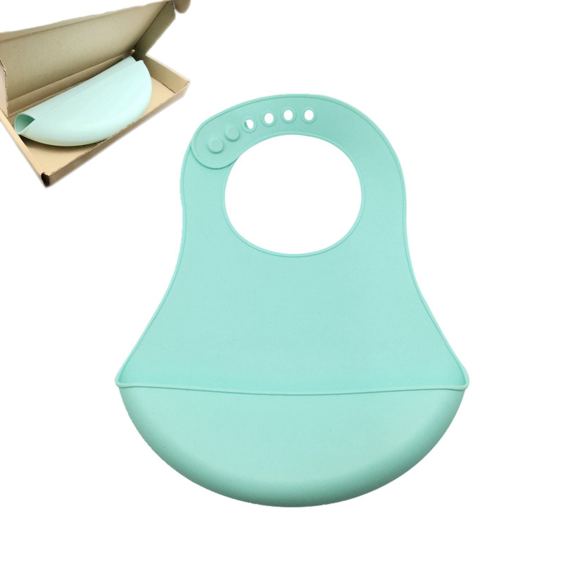 No BP Silicone Bib With Pocket , Bendable Waterproof Baby Bibs Custom Size