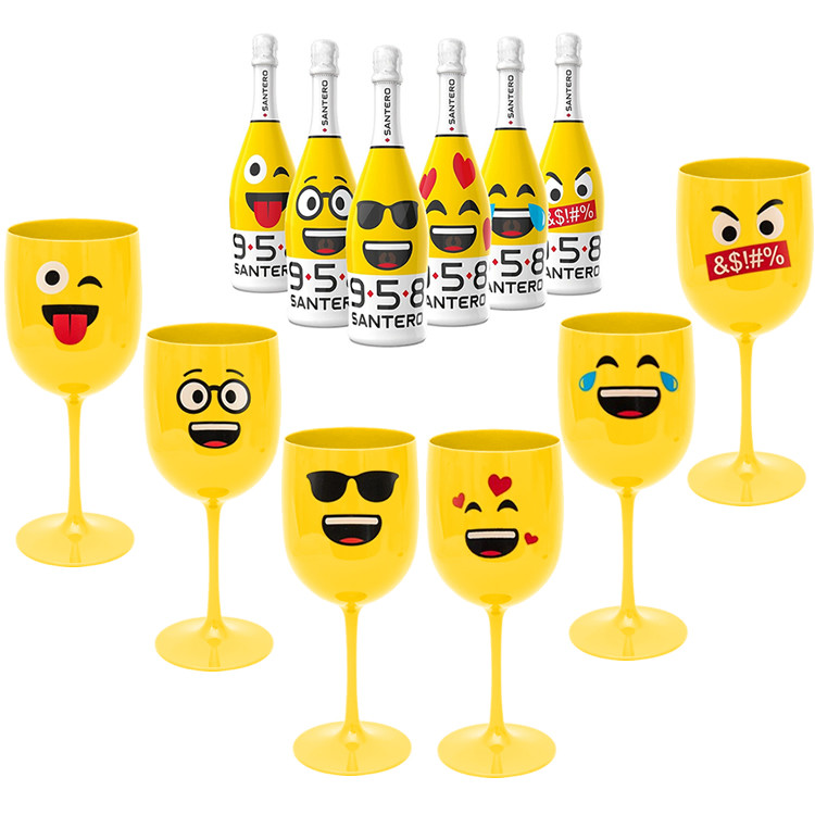 Reusable Branded Wine Accessories Santero 958 Plastic Wine Goblets