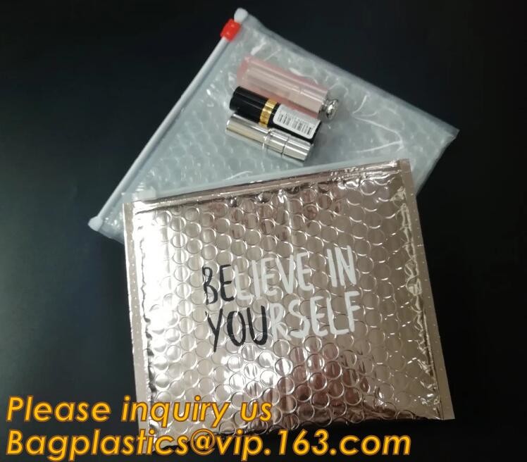 Cosmetic Pink Slider Padded Bag/Silver k Bag With Bubble,Padded Envelopes Cheap Aluminium Foil k Holographic