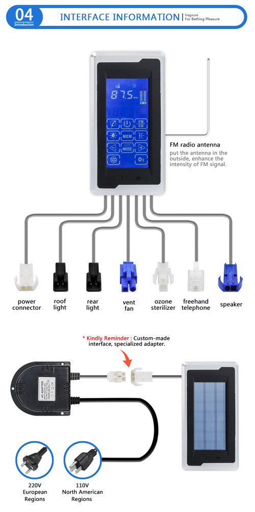 Full Touchscreen Steam Shower Controls , Irregular Thermostatic Steam Room Generator