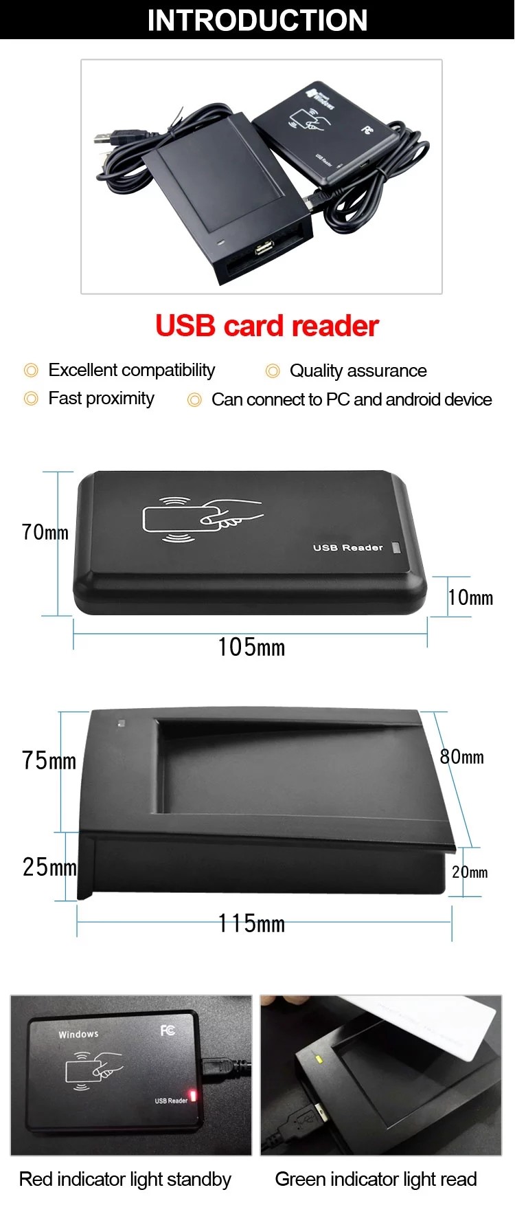 ABS USB Smart Card Iso 15693 Reader Writer