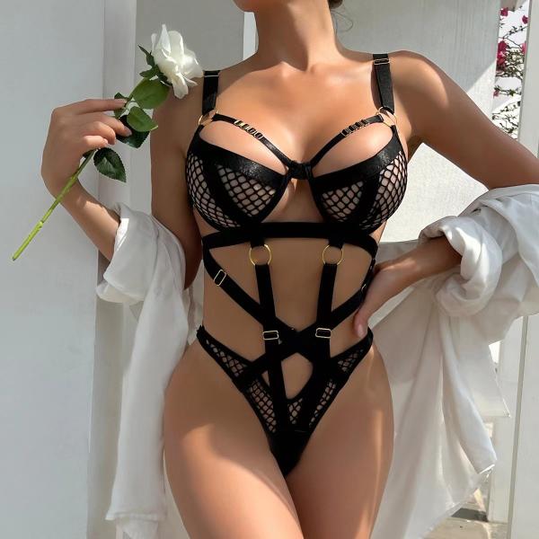 Fishnet Ladies Sexy Lingerie Sets Perspective Womens Lingerie Set Openwork