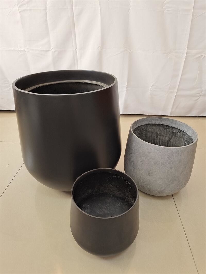 China Wholesale Round Shape Fiberglass Flower Pots GRP Planter Box For Outdoor Indoor Decor