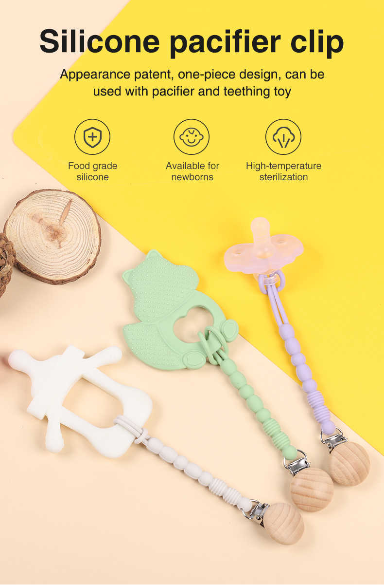 Soothie Chewable Dummy Clip Pacifier Clips Silicone Teething Beads