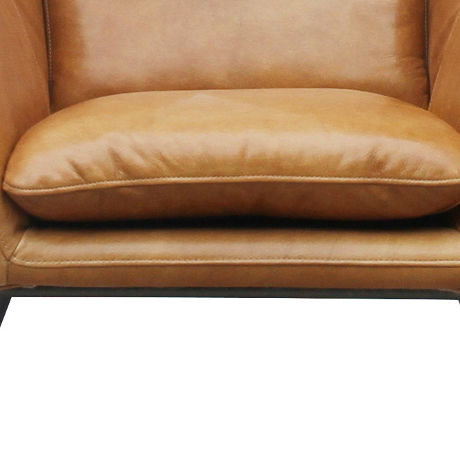 H84Cm Antique Leather Armchairs Metal Frame