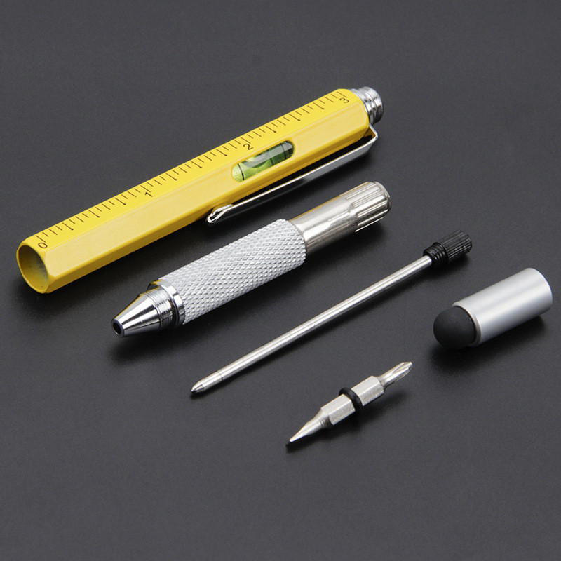 Multi-Functional Six In 1 Tool Pen Climbing Buckle Screwdriver Stylus Pen Gradienter