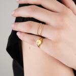 18K Gold Vermeil Sunflower Signet Ring with Minority Design in 925 Sterling