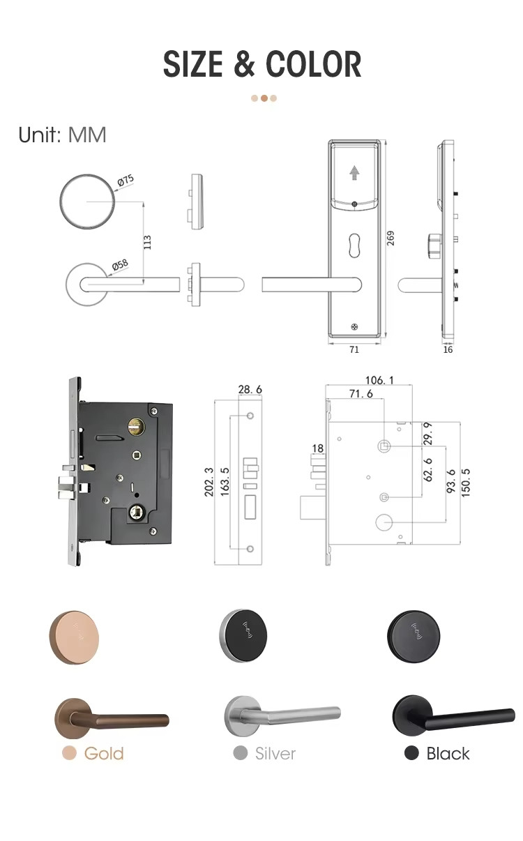 38mm - 60mm Hotel Door Lock Code Changeable Apartment Door Lock Smart