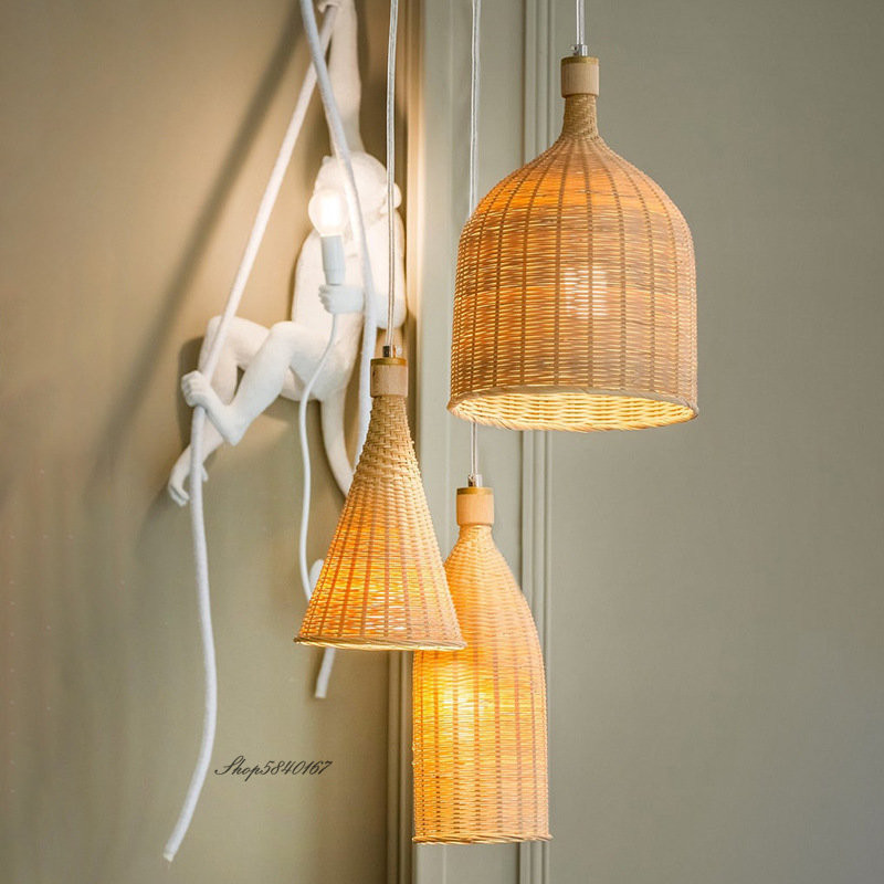 New Chinese Style Bamboo Pendant Lights Traditional Hand-made Bamboo cone lamp(WH-WP-72）