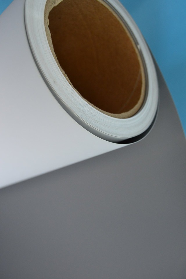 Eco-Sovlent Satin Grey Back PET Film 350mic/450GSM for X Banner / display/ Roll up Banner stand