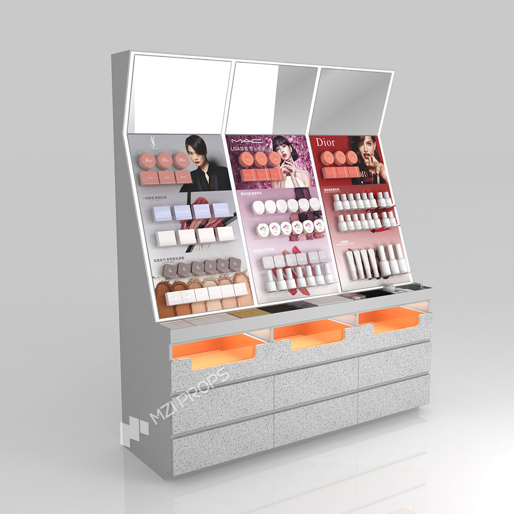 GDR04-CZ-B04 Beauty Display Rack with Adjustable Shelves and Luxury Brand Showcase for Cosmetics Store
