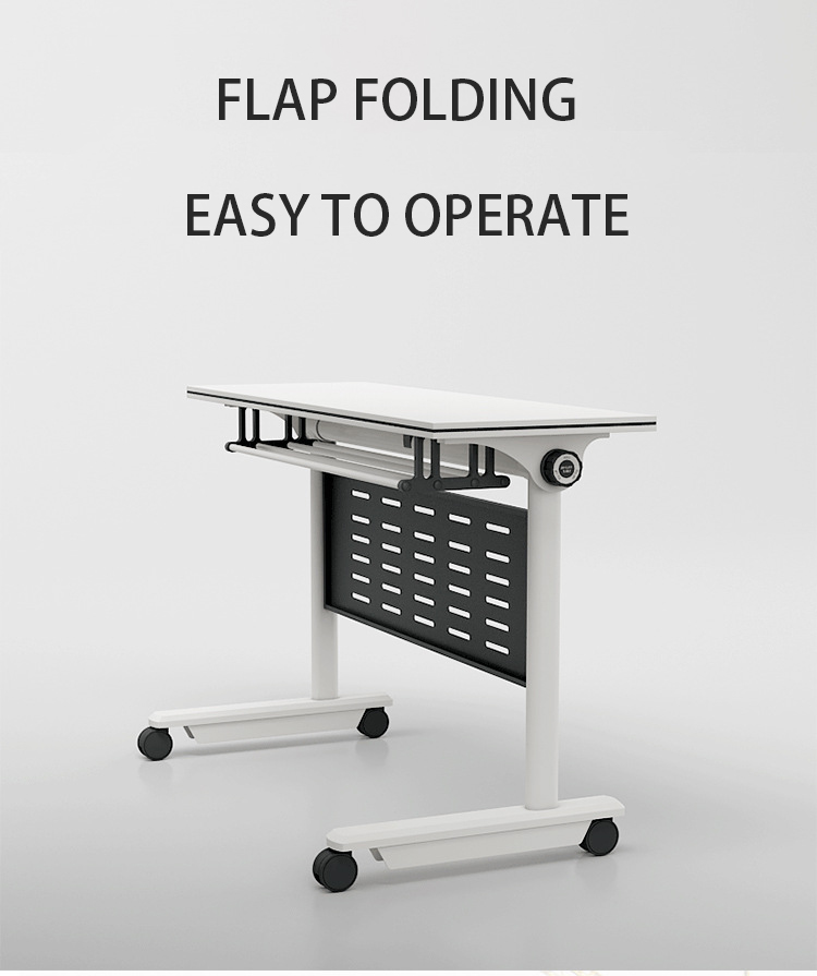 General Movable Splicing Folding Training Table With Wheels Flip Long Table Teaching Office Furniture Combination