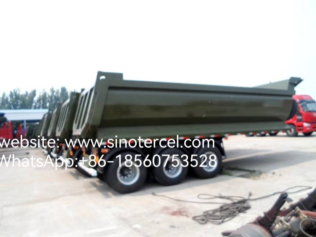 3 Axle Hydraulic Dump Tipper Semi Trailer Time Saving Convenient Rectangular Container U-shaped Container Available