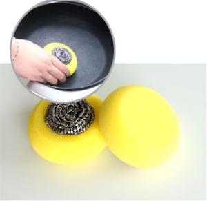 Quality Soft Kitchen Sponge Scrubber With Stainless Steel Scourer ISO9001 Certification wholesale