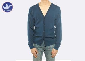 Quality Flat Knitted Mens Cable Knit Button Down Cardigan Full Sleeves Anti - Shrink wholesale
