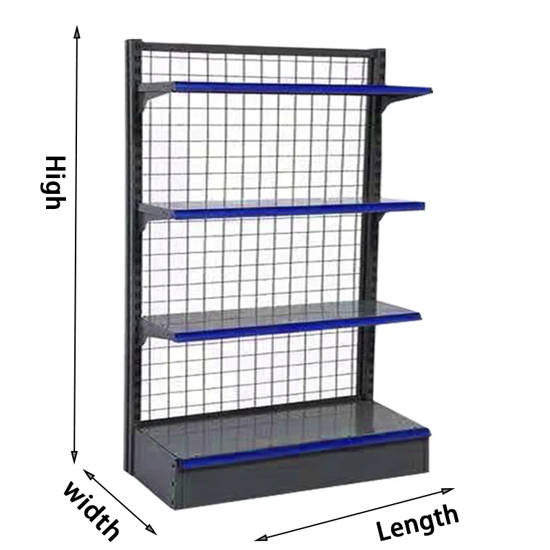 Light Duty Mesh Back Gondola Shelving Grid Display Supermarket Shelf