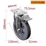 110kg Load Industrial Caster Wheels Chrome Coating Swivel Plate Caster