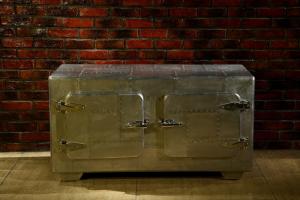 Quality Middle Size Leather Storage Trunk 2 Doors Plywood Frame Zinc Alloy Handle wholesale