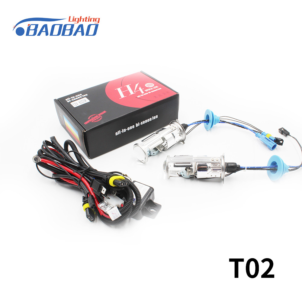 T02 H4 bulb with lens 35w 55w car hid xenon conversion kit