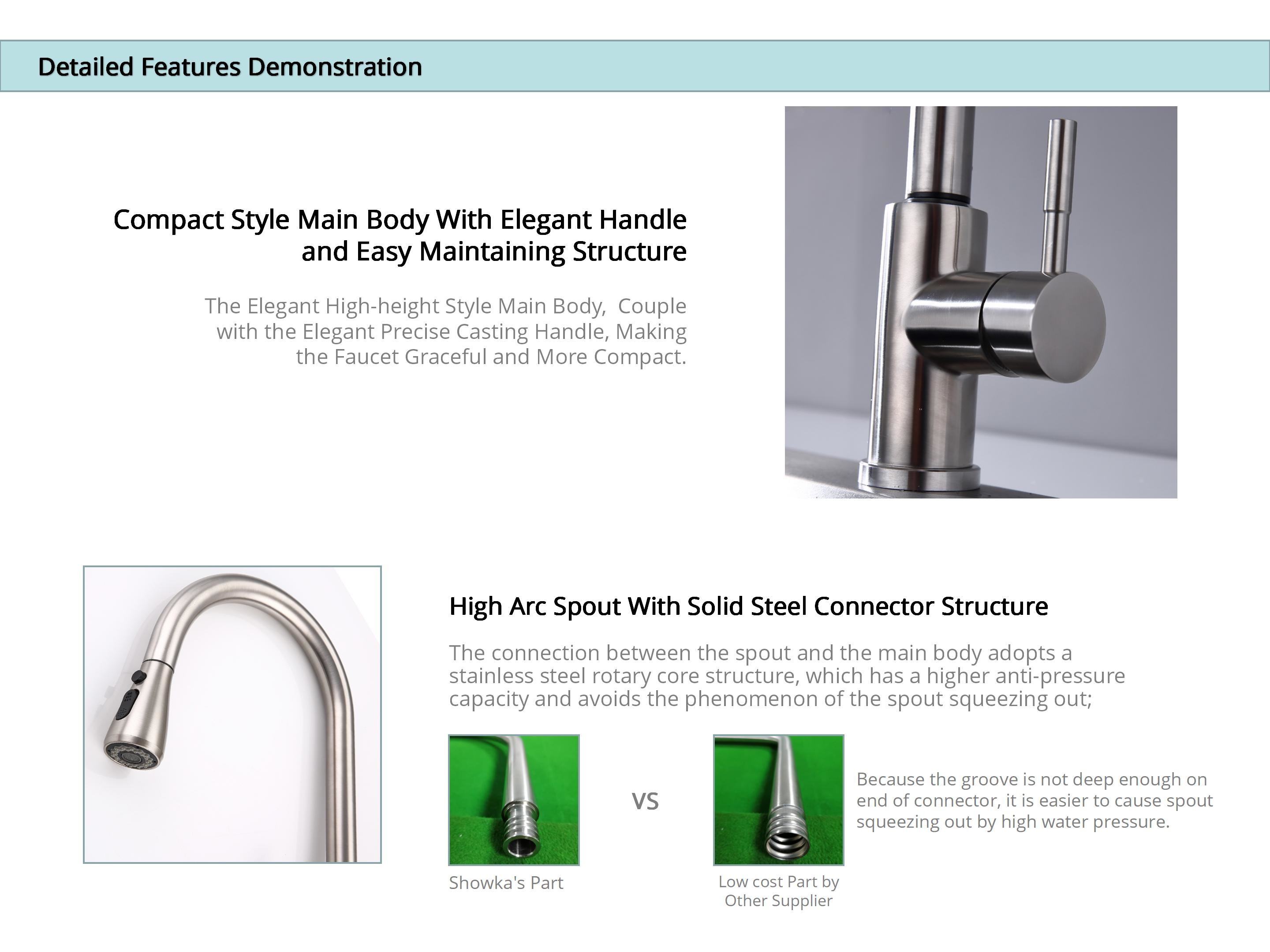 Swiveling Ball Joint 18/10 Stainless Single Hole Kitchen Faucet Brushed Nickel for Rv