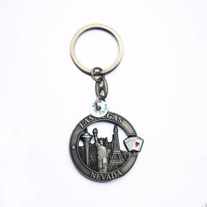 Quality 3D Antique Silver Metal Key Chains Zinc Alloy Las Vagas Souvenir Keyring wholesale