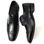 Mens Casual Leather Shoes / Mens Black Oxford Shoes Fashion Italian Style