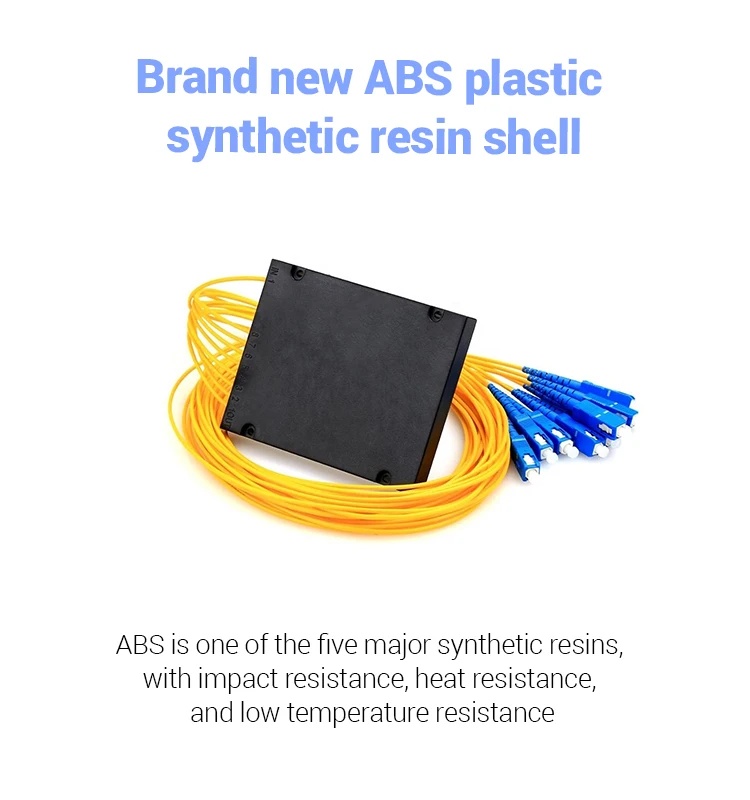 1X8 1X16 optical fiber PLC splitter box sc upc plc ABS box type optical fiber PLC splitter