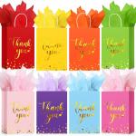 Folding Custom Thank You Flat Bottom Kraft Paper Gift Bags With Handles Thank