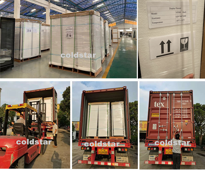 Commercial Glass Door Supermarket Display Cooler Air Cooling Refrigerator With Split Radiator