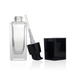 Cosmetic Packaging Empty Foundation Glass Bottle Square Clear Frosted F143 30ml