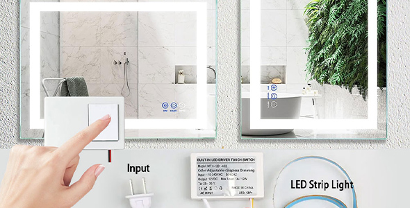 Customized Integrated Mirror Touch Dimmer Switch for Bathroom Smart Mirrors 12V 1A 12W